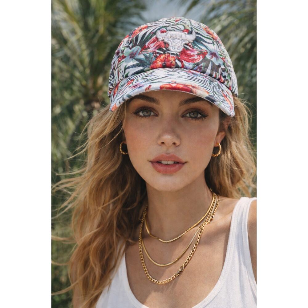 Chicago Bulls Tropical Floral Hat | Resort Streetwear Y2K New Era Cap - Picture 4 of 10